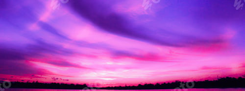 Preview: Purple pastel sky Romantic landscape sunrise foggy mountain in morning pastel tone. Twilight Beauti