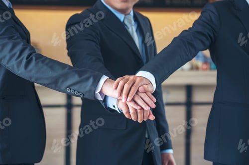 Preview: Diversity business partner people teamwork holding hands together power of tag team. Multiethnic Tea