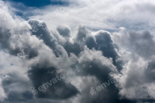 Preview: Dramatic dark storm rain clouds black sky background. Dark thunderstorm clouds rainny atmosphere. Me