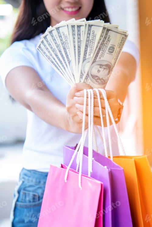 Preview: Vertical Horizon Shopping bags of women crazy shopaholic person fashion shopping mall retail. Vertic