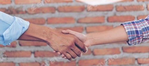 Preview: Banner Trust honesty business customer handshake together promise partner. Panorama Businessman team