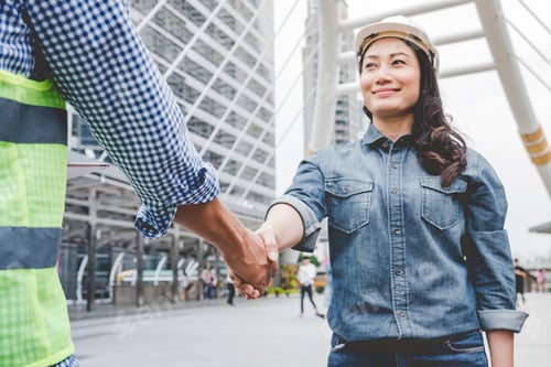 Preview: Partner Business Trust Teamwork Partnership. Industry contractor fist bump dealing mission business.