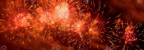Preview: Banner Red Firework celebrate anniversary happy new year 2024 4th of july holiday festival. Banner r