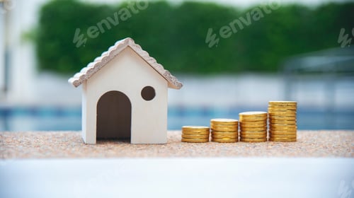 Preview: Finance Plan coin stack hands protect Debt loan Home financial plan coin stack concept. Investment p