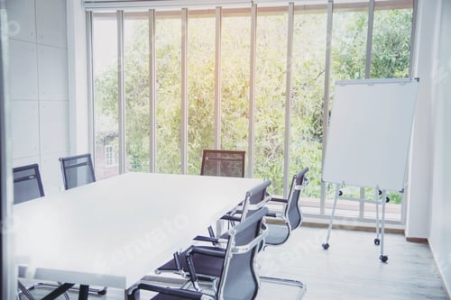 Preview: Business office Blurred background meeting room light bokeh education event in company. Blurry abstr
