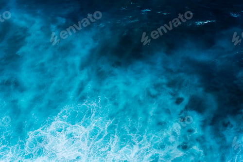 Preview: Summer tropical beach white sand blue sea summertime on sunny day. Sea coast beach scenery foamy wav