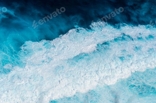 Preview: Summer tropical beach white sand blue sea summertime on sunny day. Sea coast beach scenery foamy wav