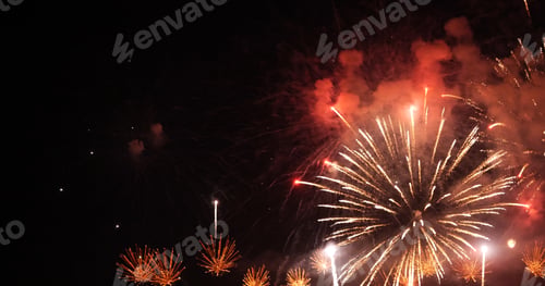 Preview: Red Firework celebrate anniversary happy new year 2022, 4th of july holiday festival. red firework i