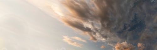 Preview: Banner Dramatic dark storm clouds black sky background. Dark thunderstorm clouds rainny season. Pano