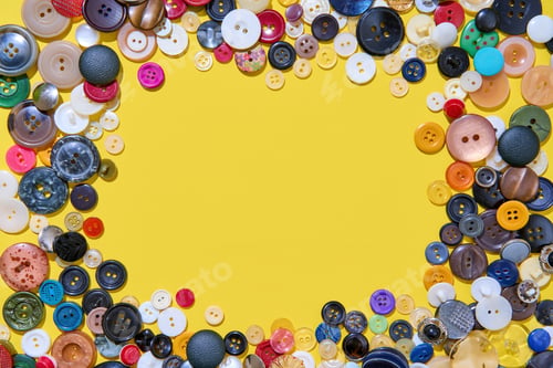 Preview: Colorful button border frame with copy space on yellow background