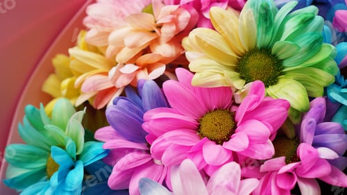 Preview: Rainbow Daisies. Bouquets of blossom rainbow flowers