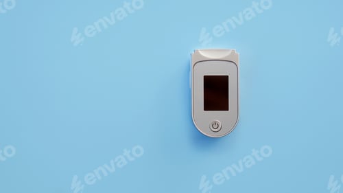 Preview: Portable Pulse oximeter isolated on blue background.