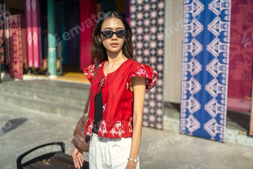 Preview: Portrait of Stylish Indonesian Woman Wearing Modern Batik in Yogyakarta