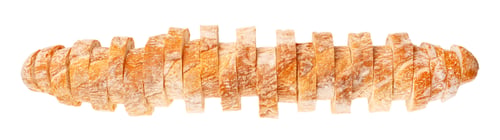 Preview: Sliced baguette bread isolated on white background top view