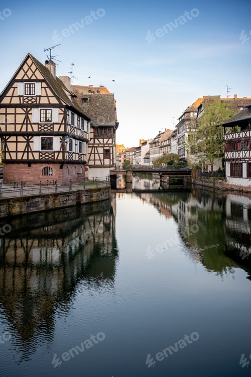 Preview: Charming Waterway With Historic Houses Roof Profiles