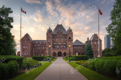 Preview: Legislative Assembly of Ontario at Queens Park at sunset - Toronto, Ontario, Canada