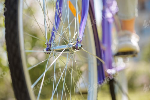 Preview: Close-Up of Bicycle Wheel for Travel and Recreation Use