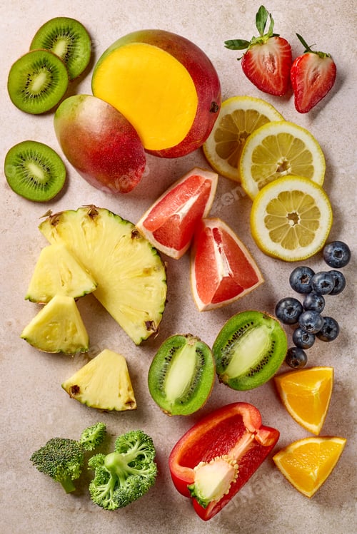 Preview: Various Fresh Raw Fruits and Vegetables