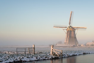 Windmill in a winter landscape