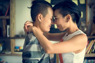 LGBT Lesbian Couple Moments Happiness Concept