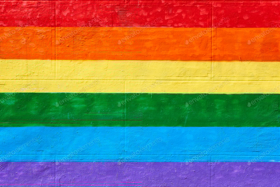 Cover for Lgtbi flag painted on a wall. Sexual equality and diversity