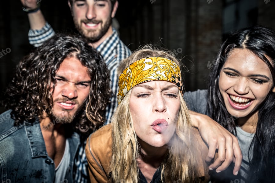 Cover for Group of friends making party outdoor in the night