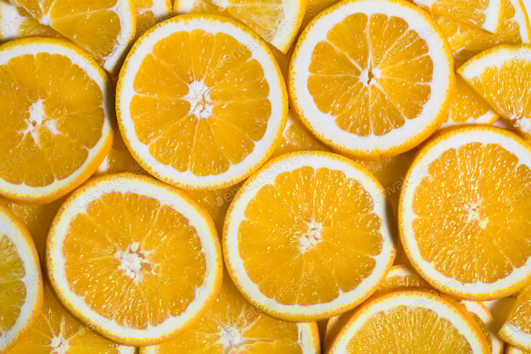 Sliced orange background. Food and drink