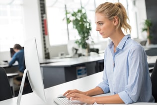 Business woman using computer