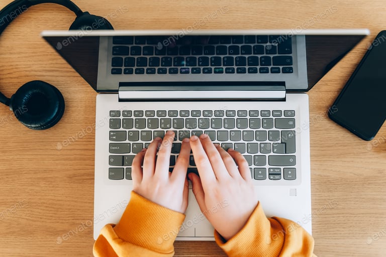 School age girl is home schooling