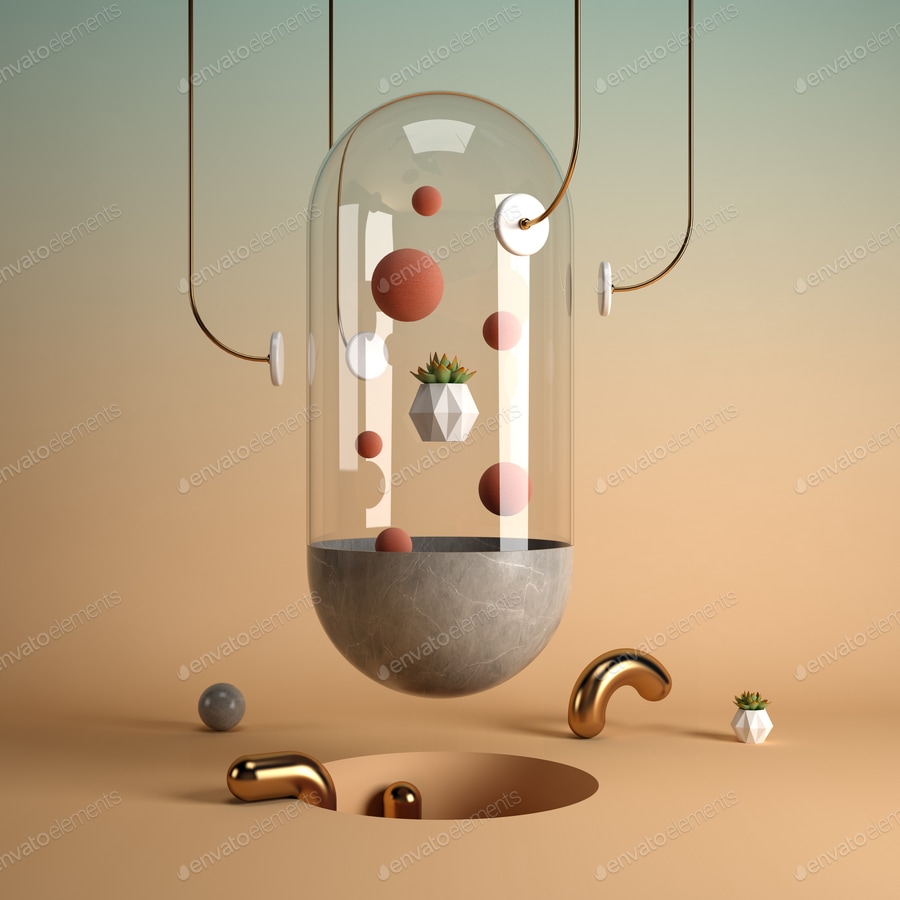 Cover for Abstract surrealism shape art 3D rendering