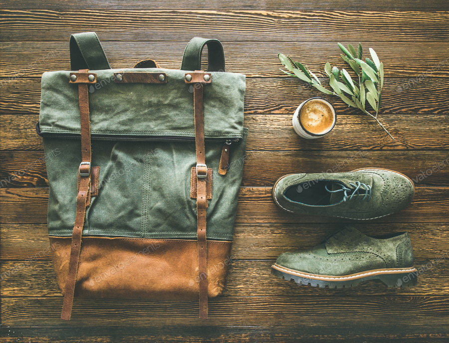 Flat-lay of woman's fall accessories and coffee